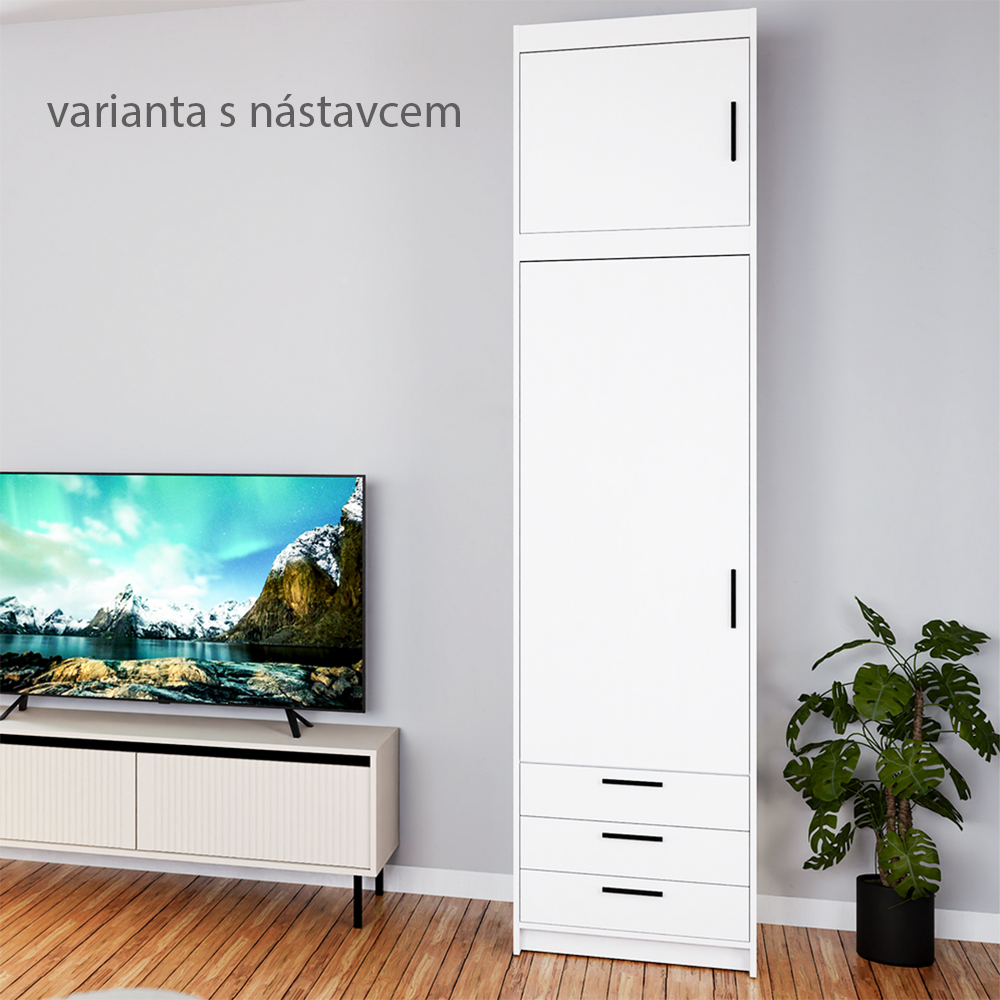 Nástavec na šatní skříň ELENA 1D | 59,9 cm | UNI dvířka | bílá