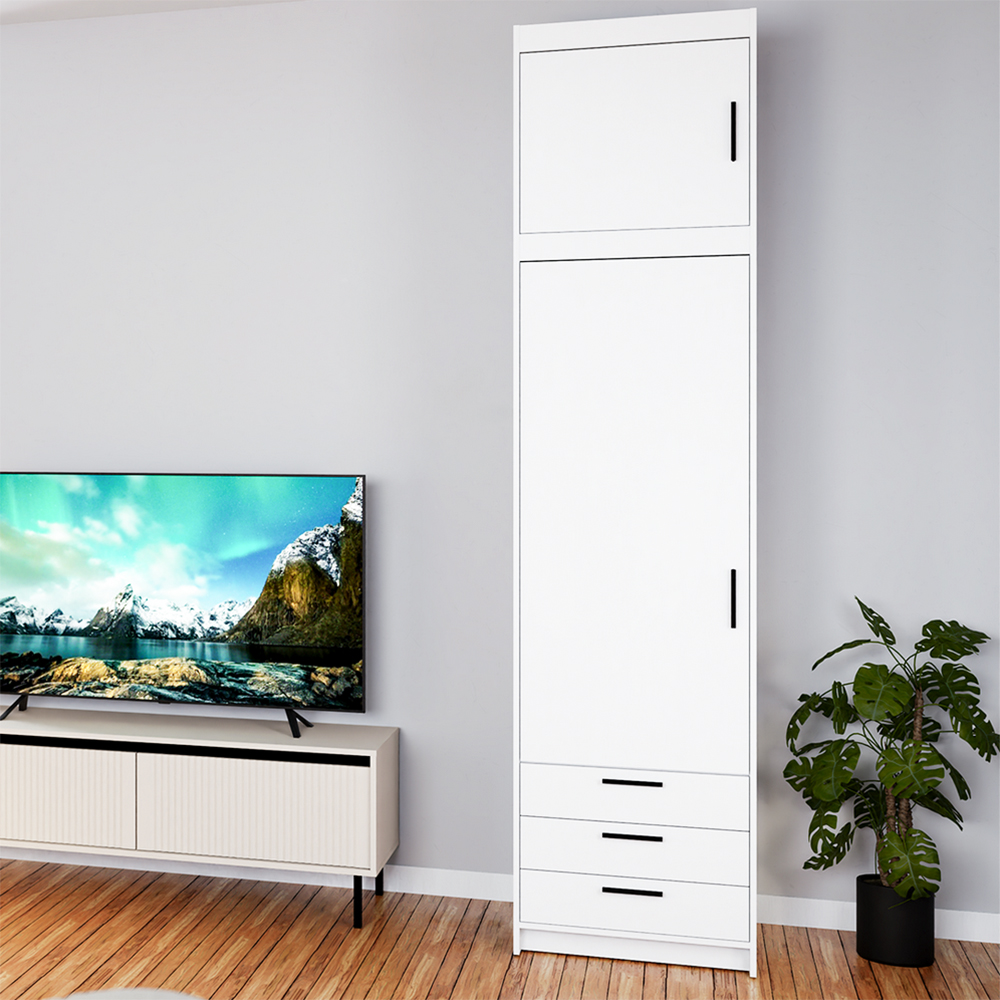 Šatní skříň ELENA 1D 3S + nástavec | 59,9 cm | UNI dvířka | bílá