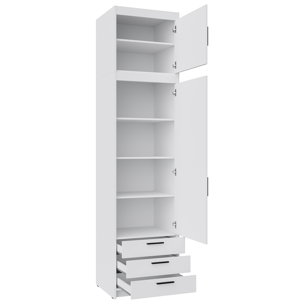 Šatní skříň ELENA 1D 3S + nástavec | 59,9 cm | UNI dvířka | bílá