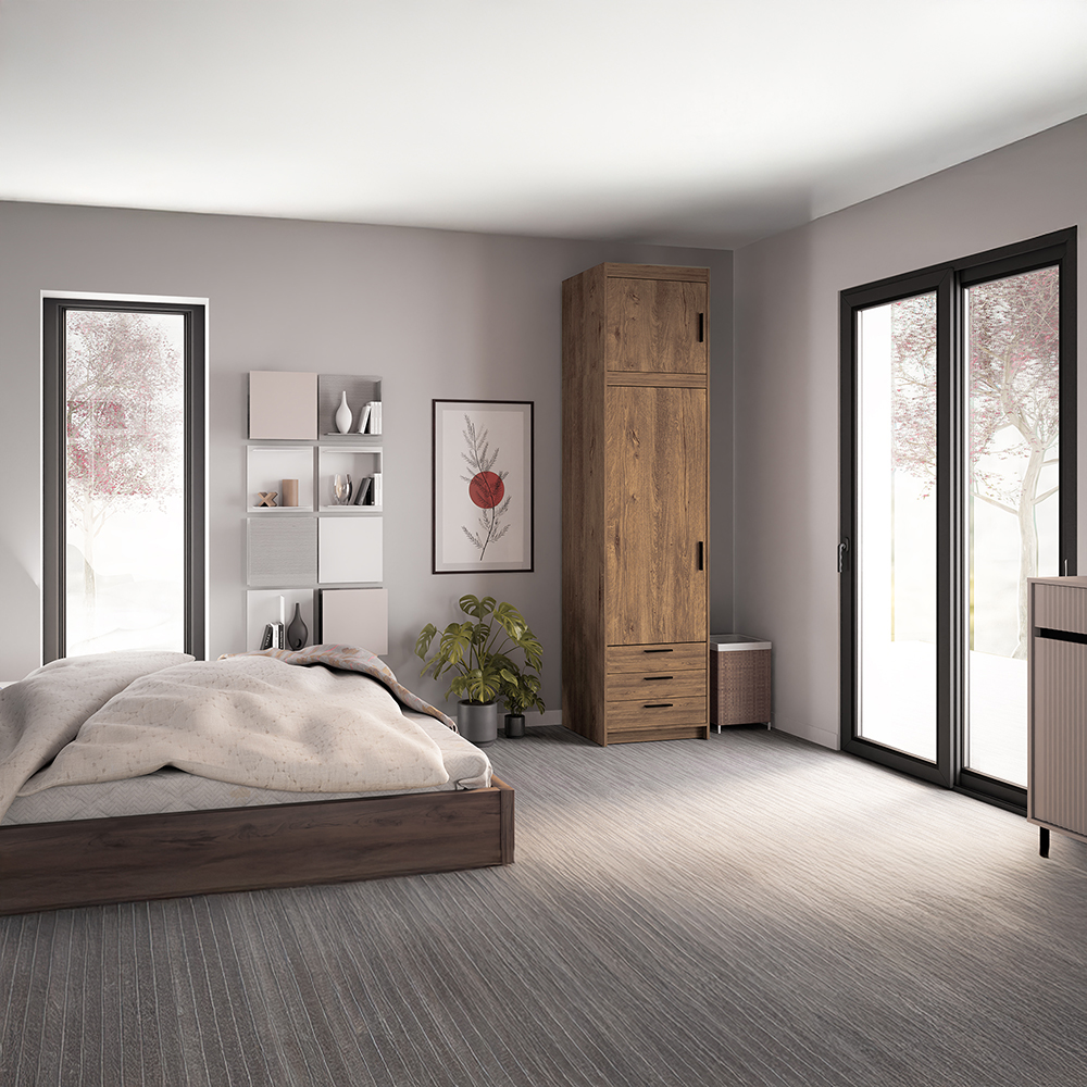 Šatní skříň ELENA 1D 3S + nástavec | 59,9 cm | UNI dvířka | dub lefkas