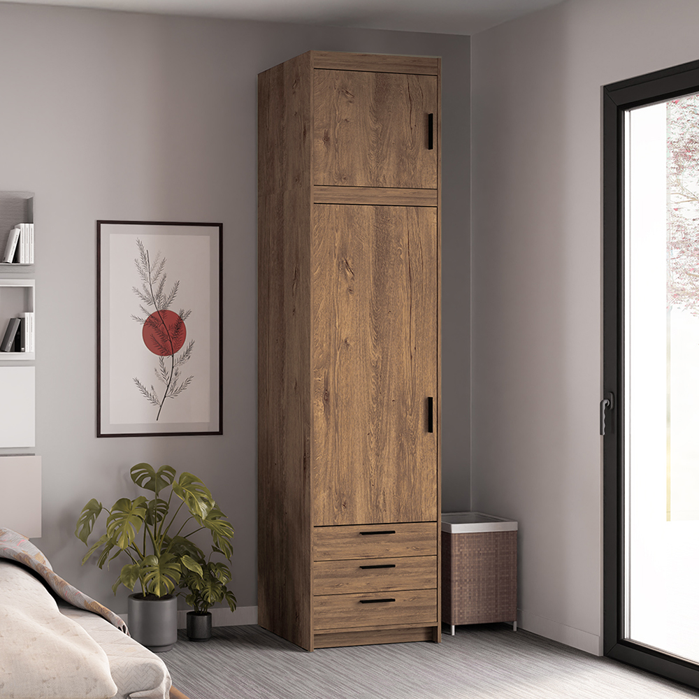 Šatní skříň ELENA 1D 3S + nástavec | 59,9 cm | UNI dvířka | dub lefkas