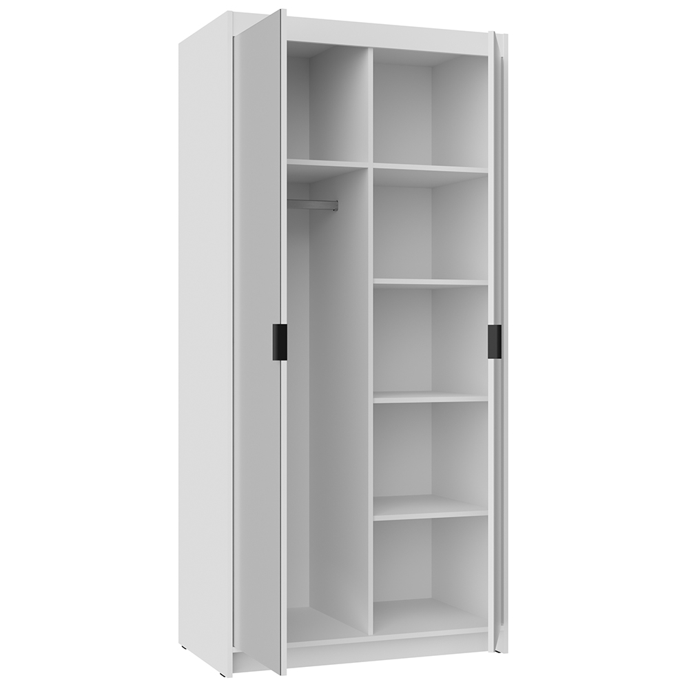 Šatní skříň ELENA 2D + zrcadla | 89,7 cm | bílá