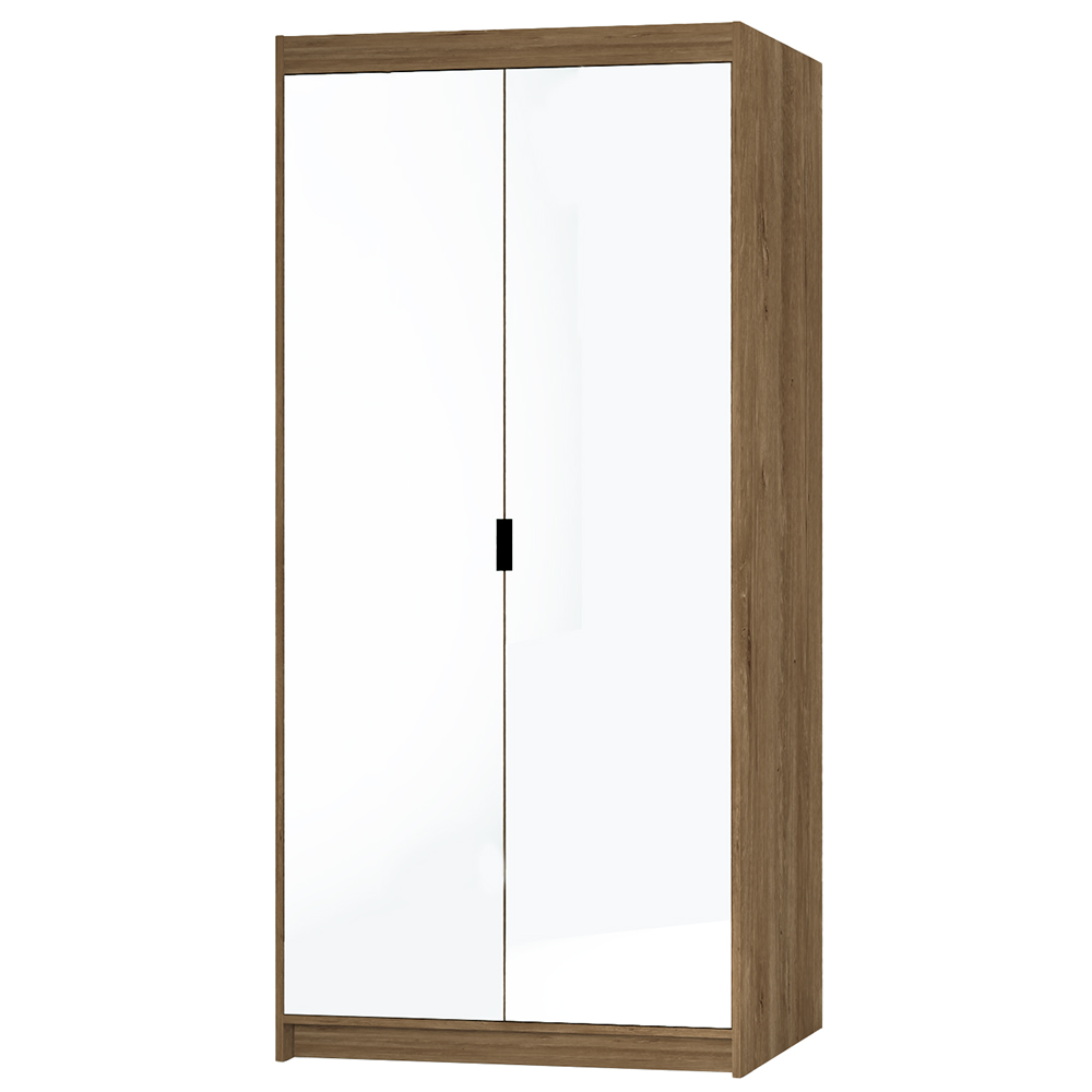 Šatní skříň ELENA 2D + zrcadla + nástavec | 89,7 cm | dub lefkas