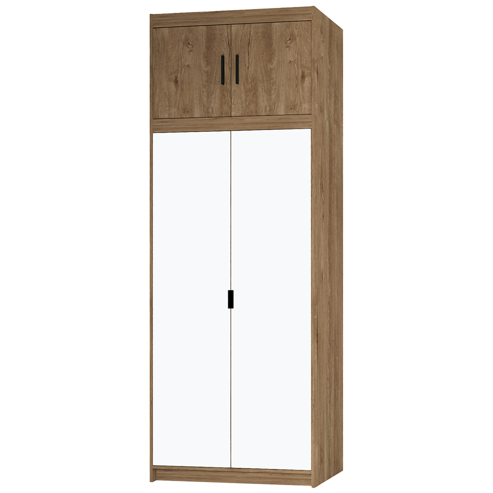 Šatní skříň ELENA 2D + zrcadla + nástavec | 89,7 cm | dub lefkas