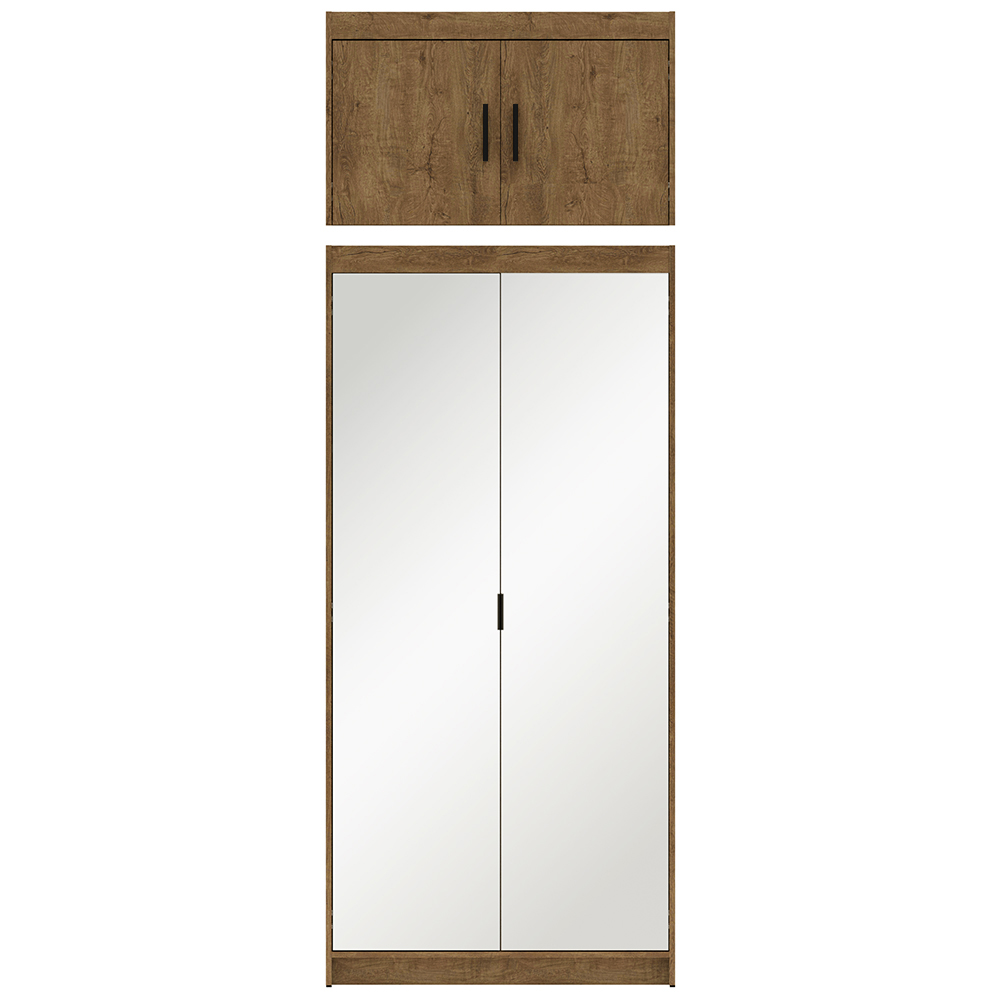 Šatní skříň ELENA 2D + zrcadla + nástavec | 89,7 cm | dub lefkas