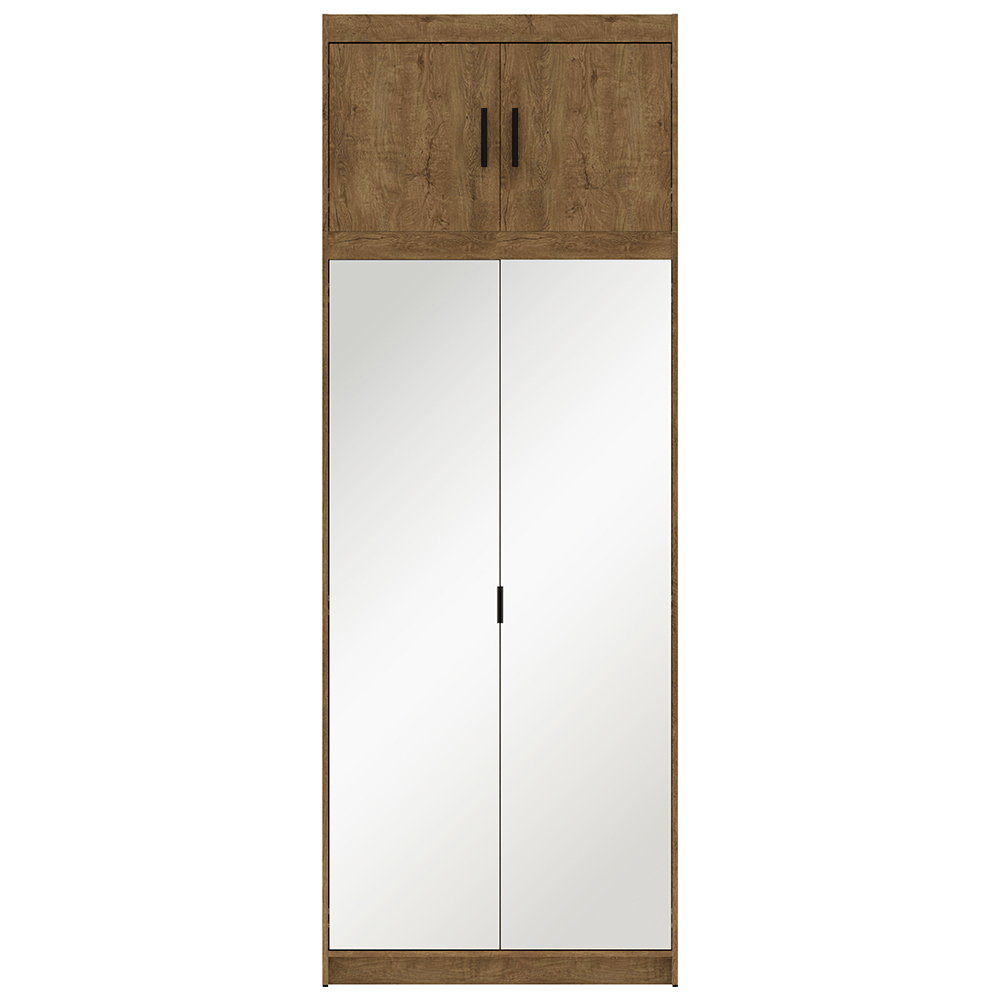 Šatní skříň ELENA 2D + zrcadla + nástavec | 89,7 cm | dub lefkas