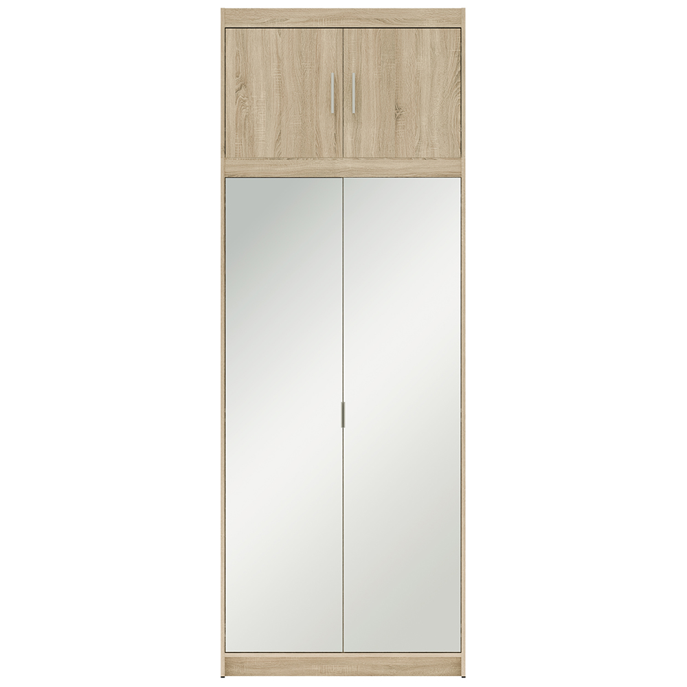 Šatní skříň ELENA 2D + zrcadla + nástavec | 89,7 cm | dub sonoma