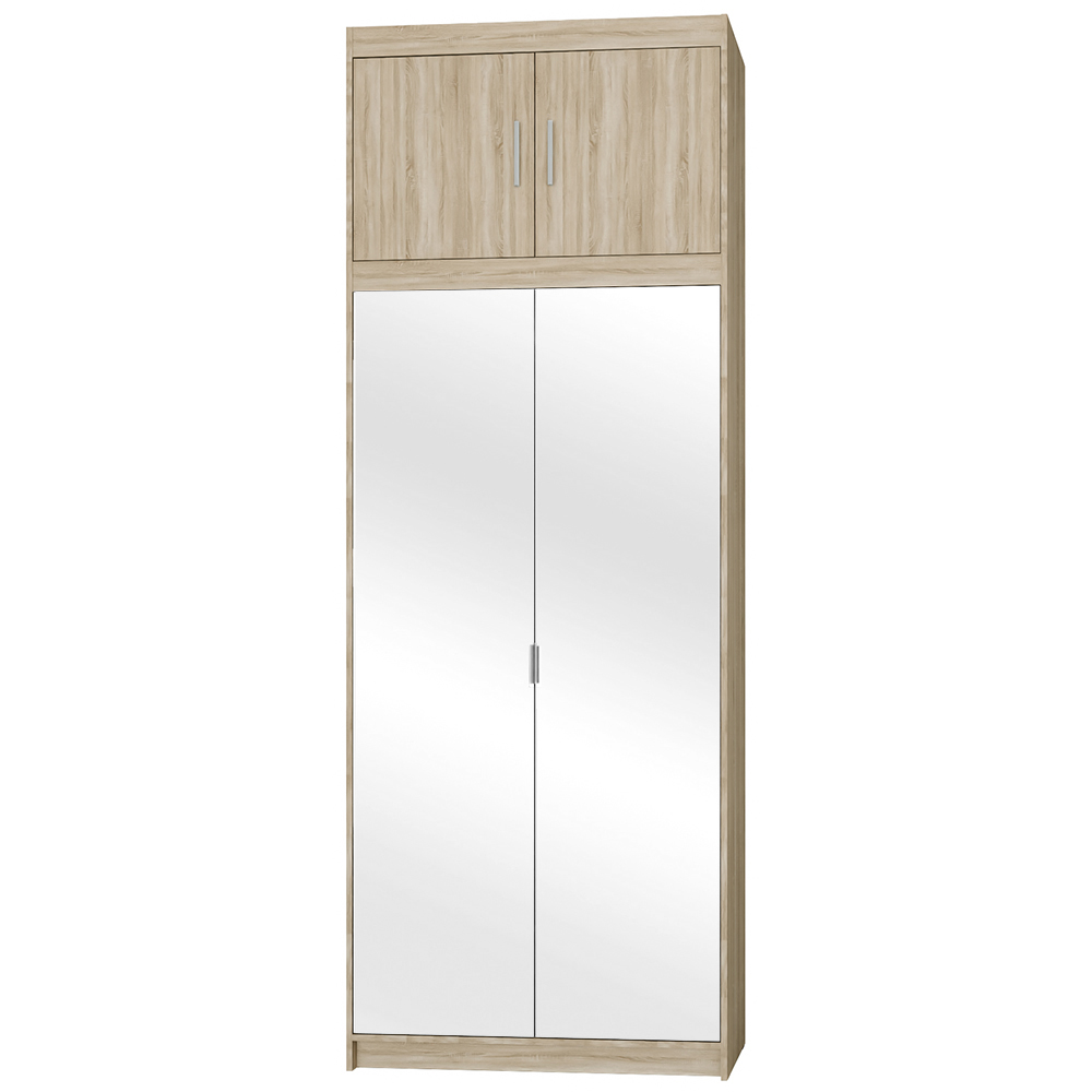 Šatní skříň ELENA 2D + zrcadla + nástavec | 89,7 cm | dub sonoma
