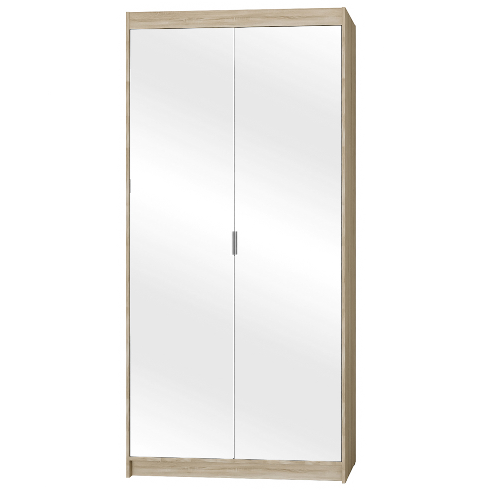 Šatní skříň ELENA 2D + zrcadla + nástavec | 89,7 cm | dub sonoma