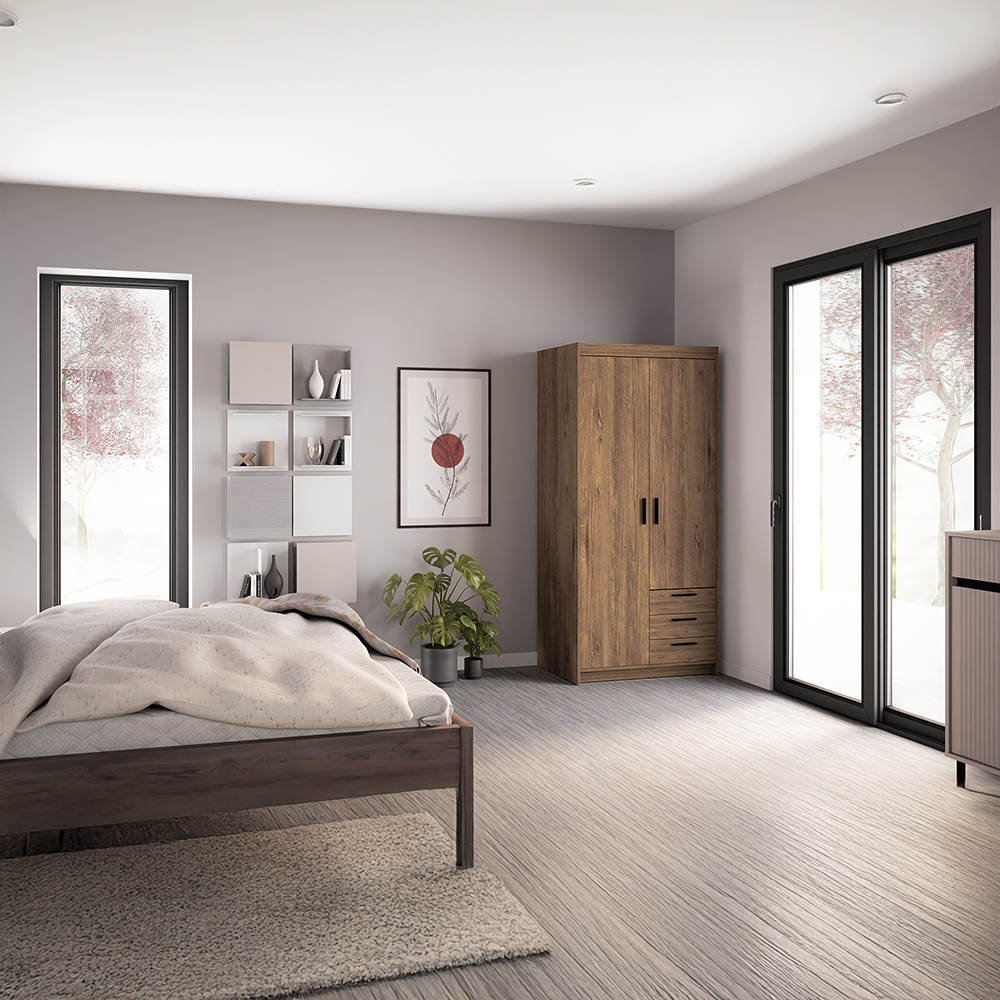 Šatní skříň ELENA 2D 3S | 89,7 cm | dub lefkas
