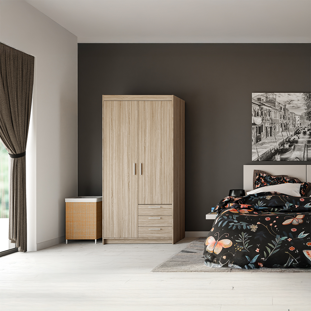 Šatní skříň ELENA 2D 3S | 89,7 cm | dub sonoma
