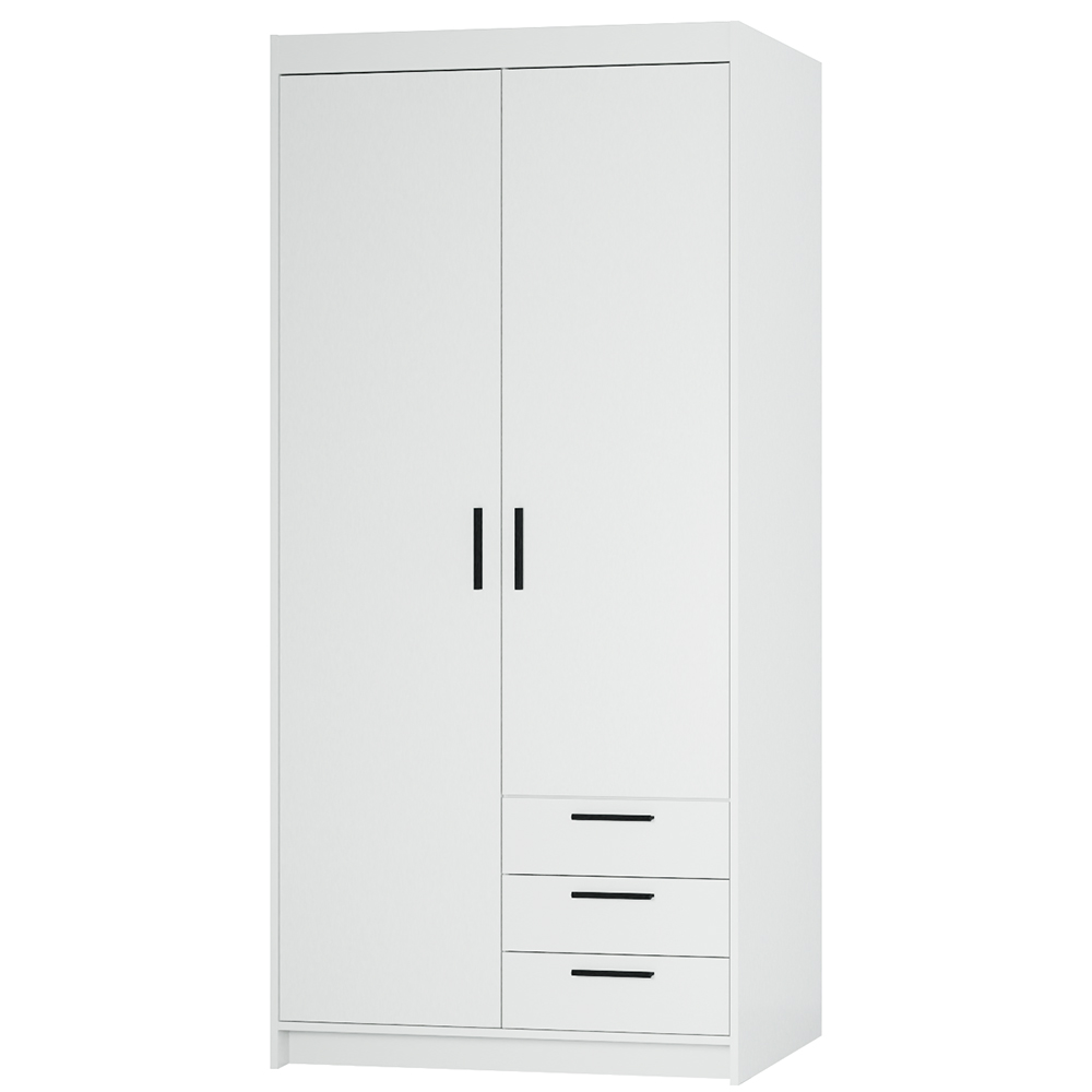 Šatní skříň ELENA 2D 3S + nástavec | 89,7 cm | bílá