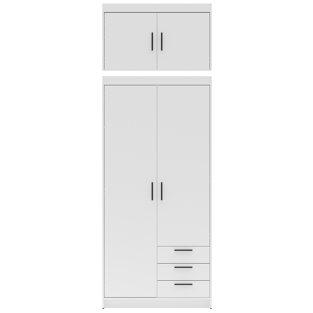 Šatní skříň ELENA 2D 3S + nástavec | 89,7 cm | bílá