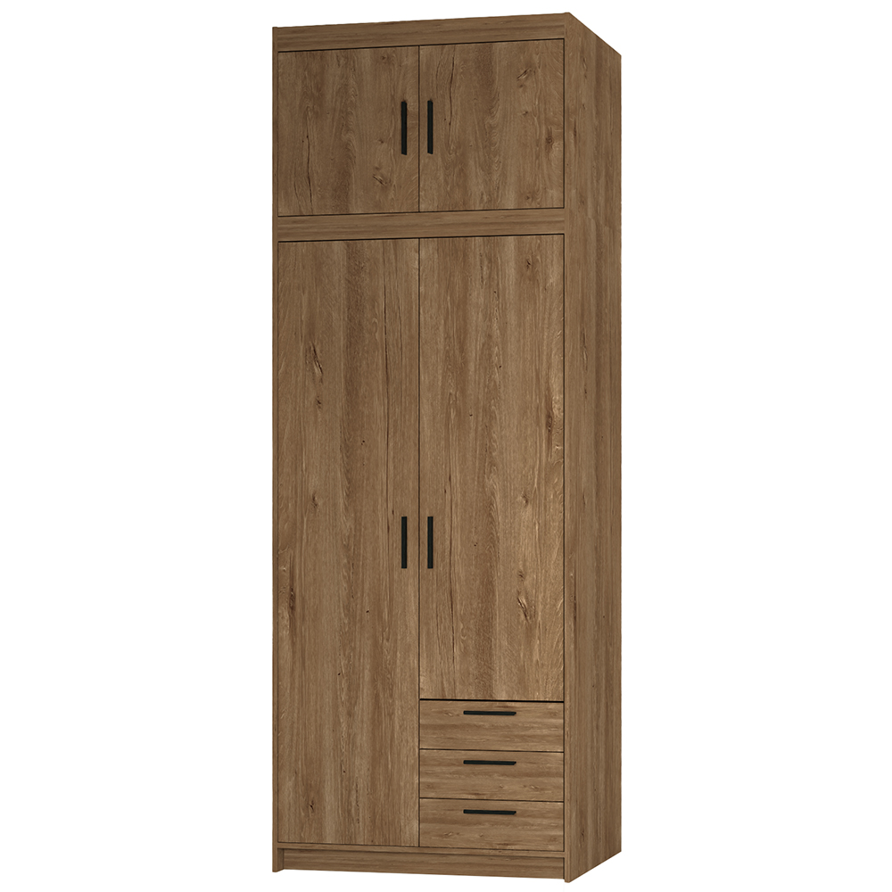 Šatní skříň ELENA 2D 3S + nástavec | 89,7 cm | dub lefkas