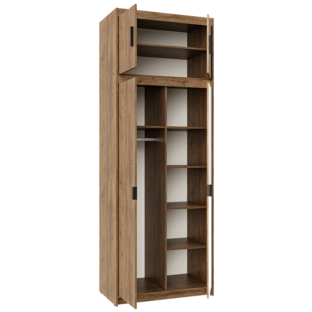 Šatní skříň ELENA 2D 3S + nástavec | 89,7 cm | dub lefkas