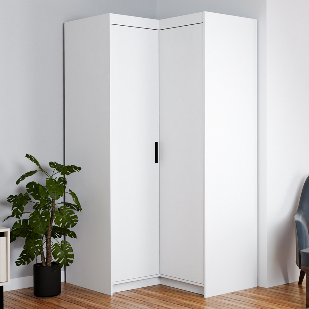 Šatní skříň ELENA 2D NAR rohová | 97,8x97,8 cm | bílá