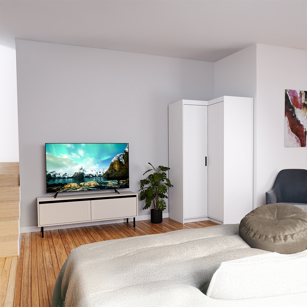 Šatní skříň ELENA 2D NAR rohová | 97,8x97,8 cm | bílá