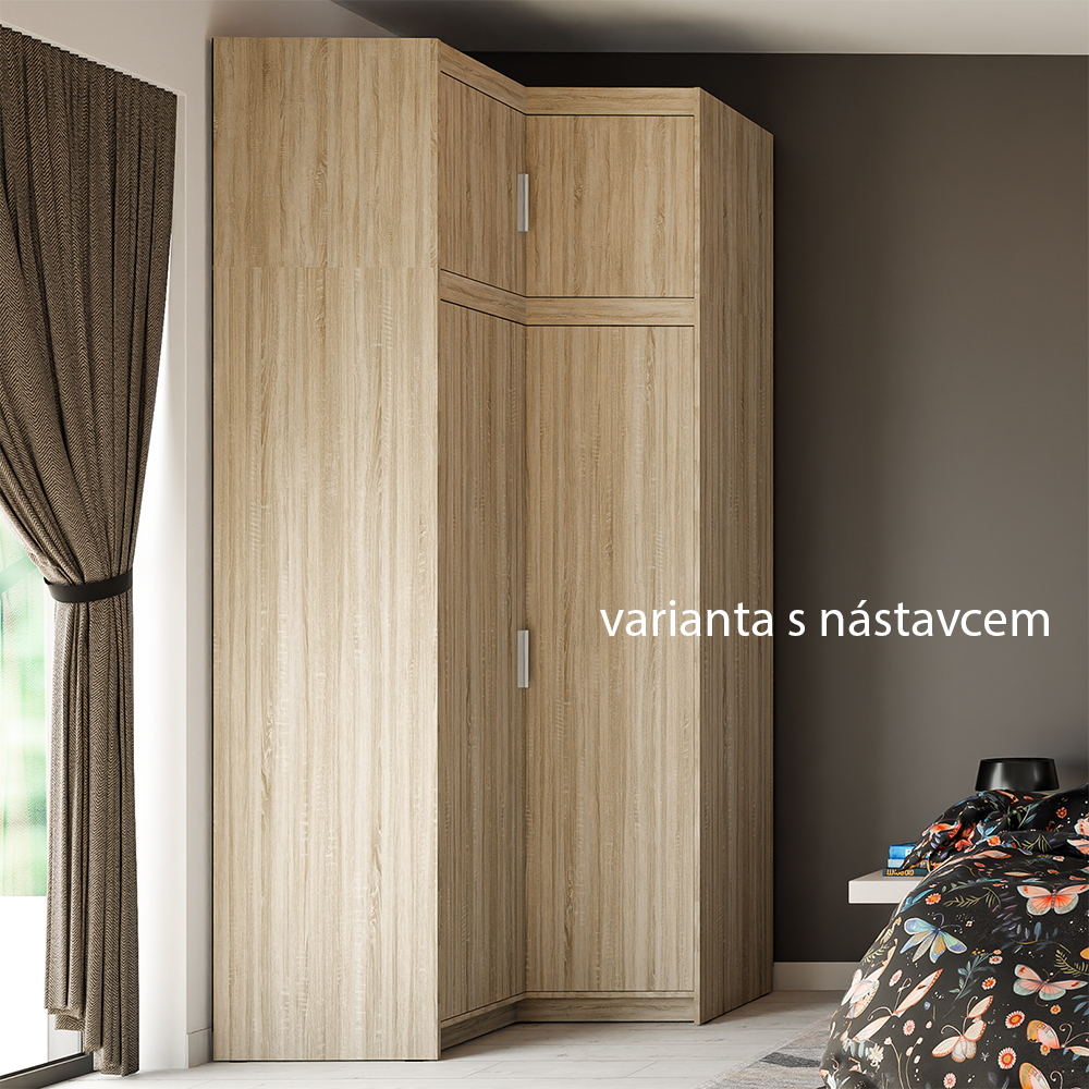 Šatní skříň ELENA 2D NAR rohová | 97,8x97,8 cm | dub sonoma