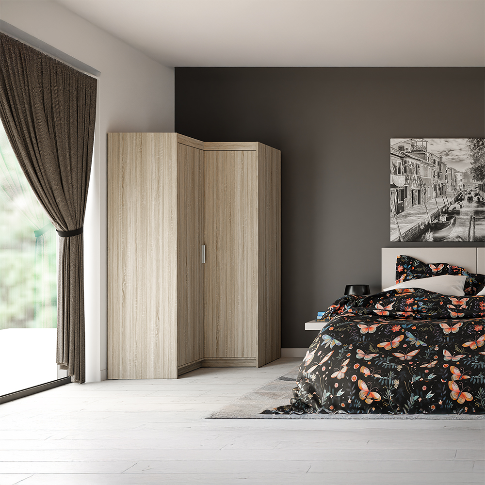 Šatní skříň ELENA 2D NAR rohová | 97,8x97,8 cm | dub sonoma