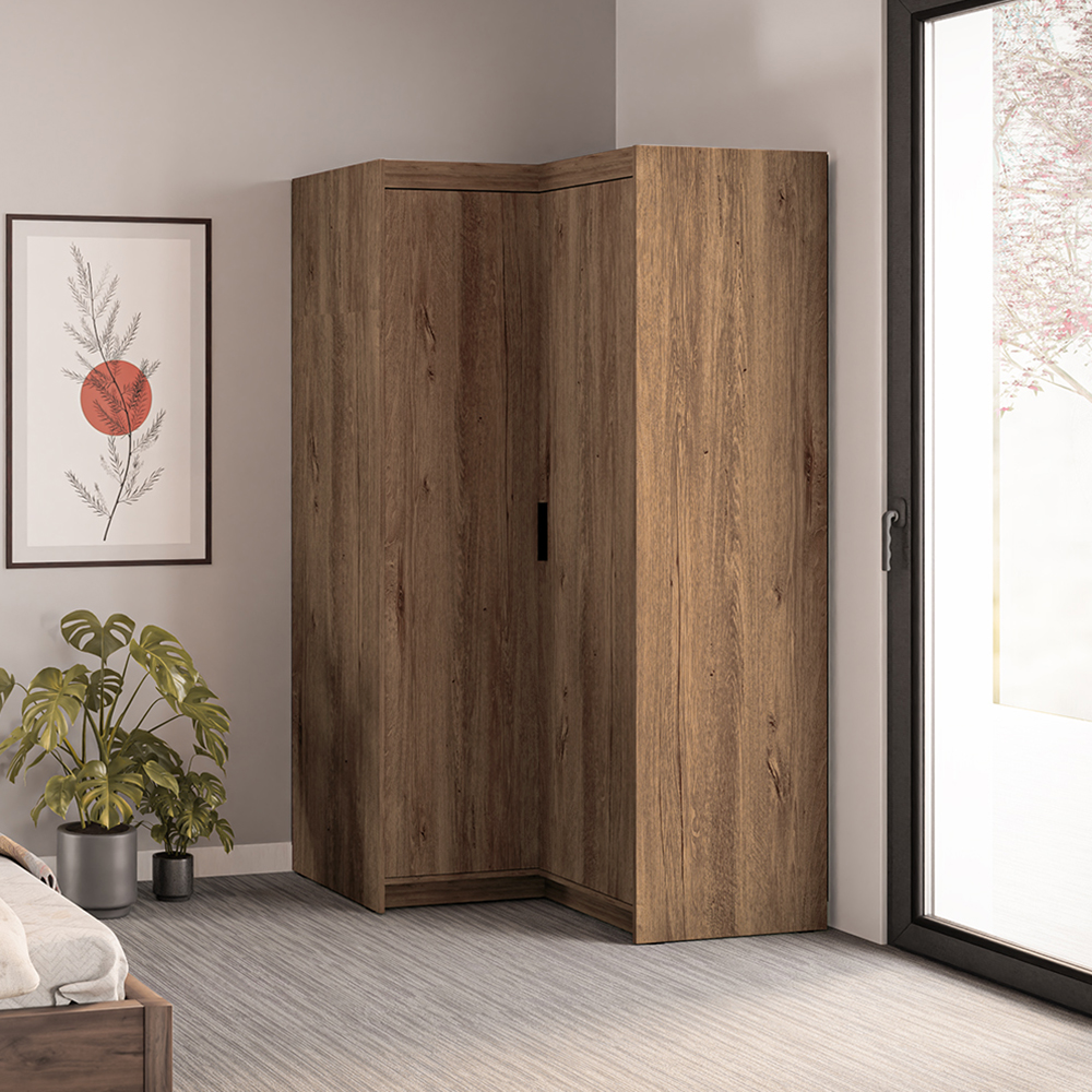 Šatní skříň ELENA 2D NAR rohová | 97,8x97,8 cm | dub lefkas