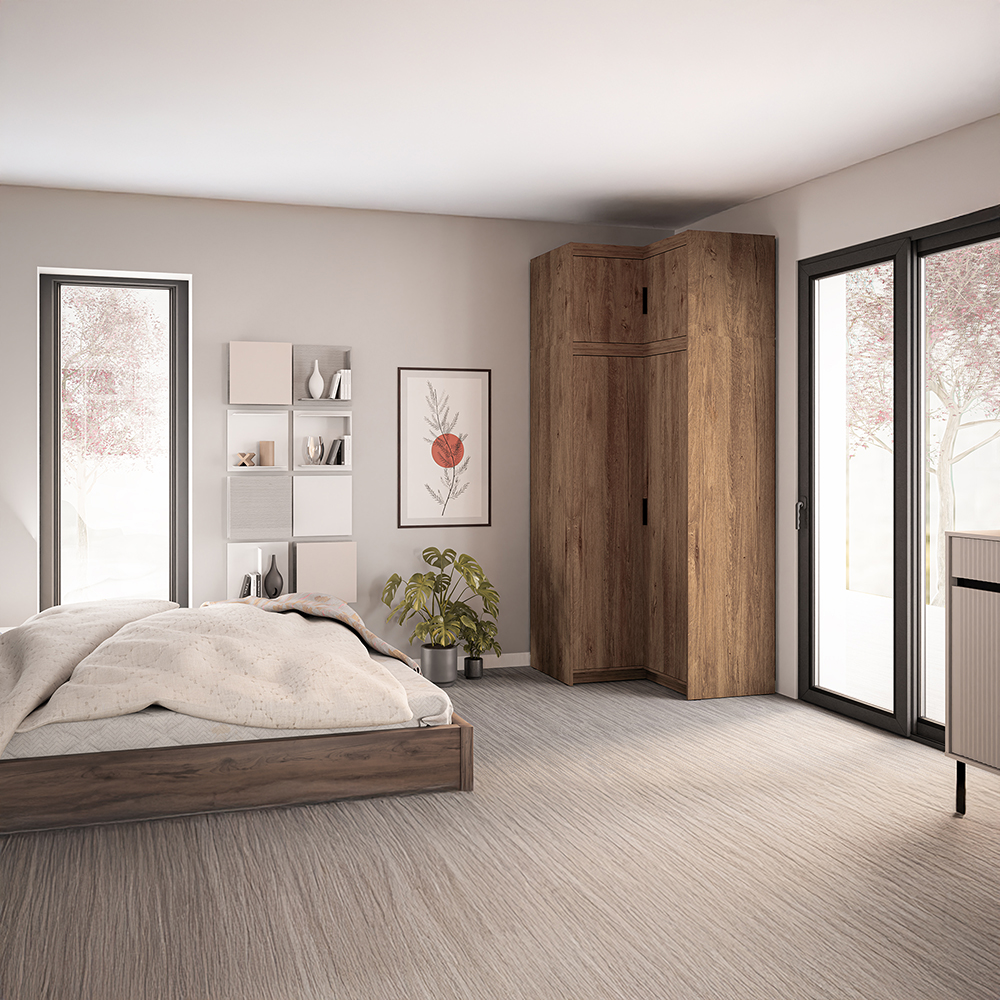 Šatní skříň ELENA 2D NAR rohová + nástavec | 97,8x97,8 cm | dub lefkas