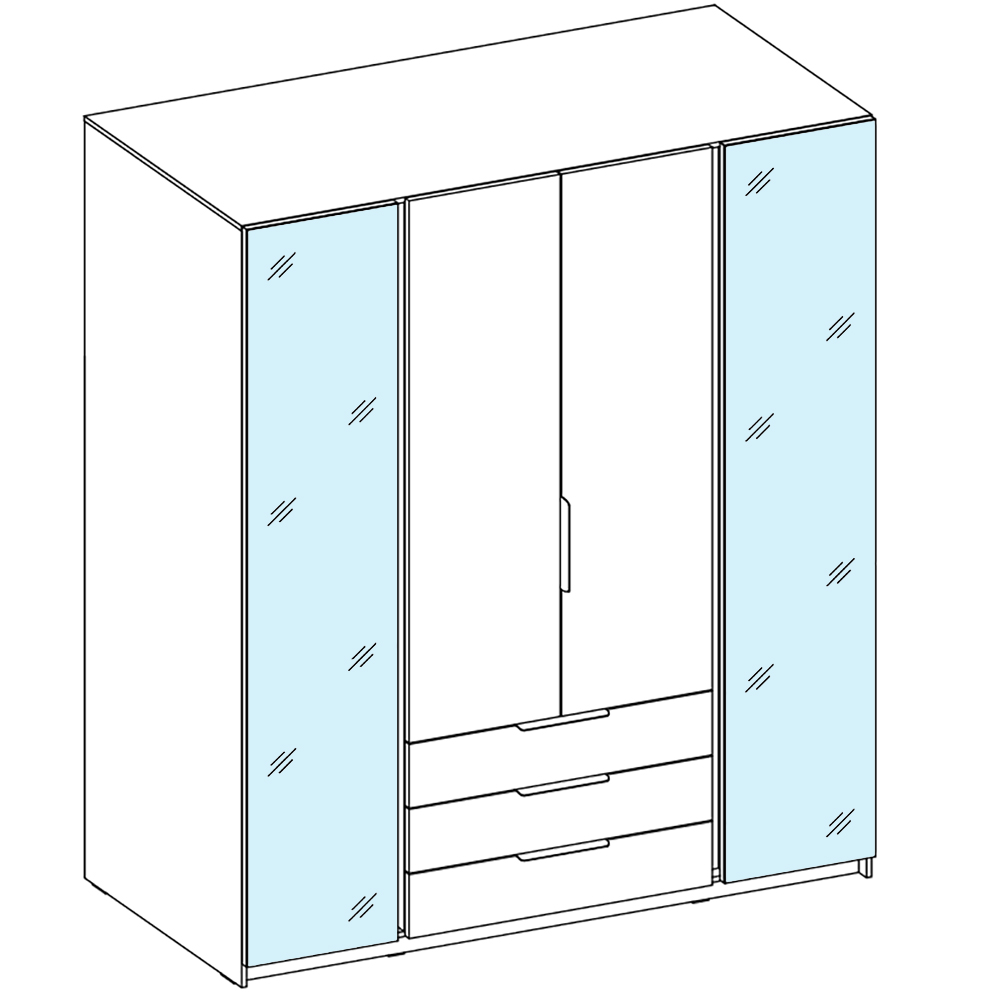 Šatní skříň KAJA 2LU 2F 3S | 200 cm | se zrcadly | VYSOKÁ | černá