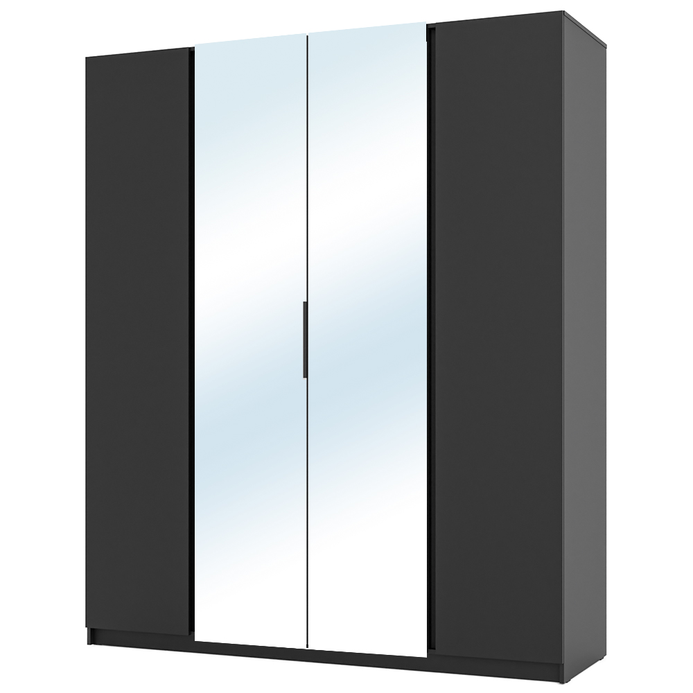 Šatní skříň KAJA 2F 2LU | 200 cm | se zrcadly | VYSOKÁ | černá