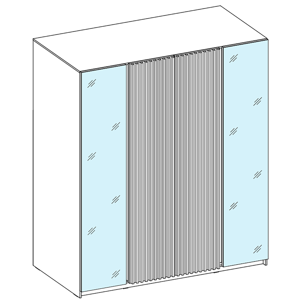 Šatní skříň KAJA 2LU 2LAM | 200 cm | se zrcadly | VYSOKÁ | černá + lamely