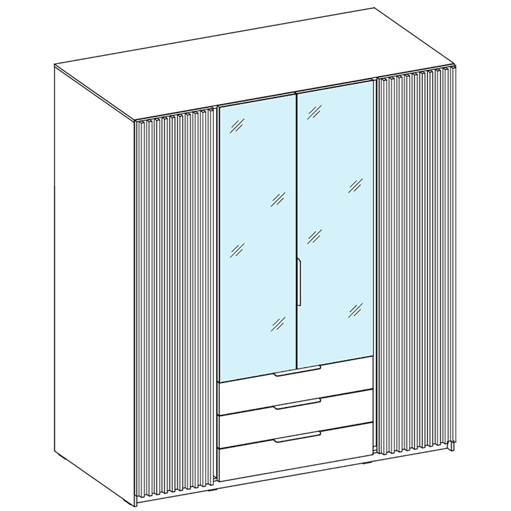 Šatní skříň KAJA 2LAM 2LU 3S | 200 cm | se zrcadly | VYSOKÁ | černá/evoke + lamely