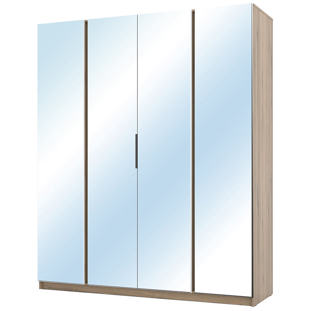 Šatní skříň KAJA 4LU | 200 cm | se zrcadly | VYSOKÁ | evoke/černá