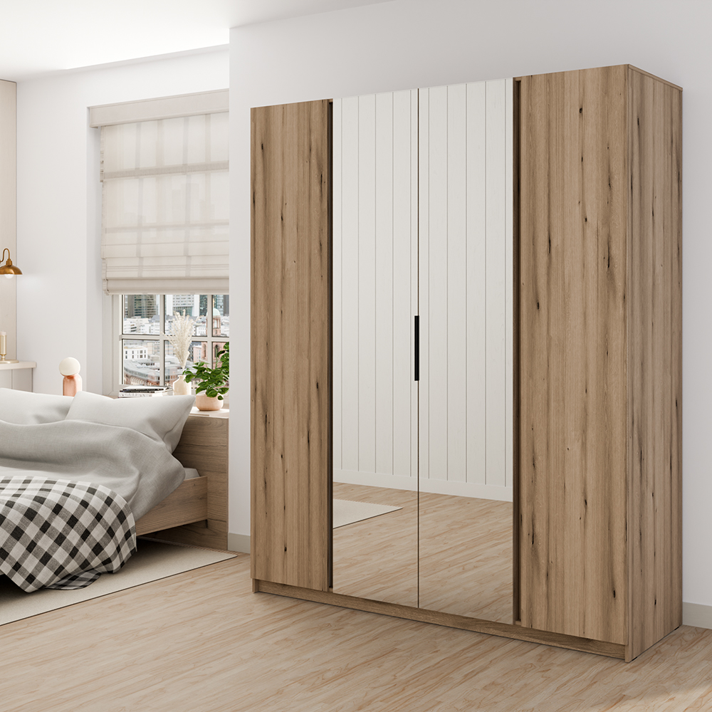 Šatní skříň KAJA 2F 2LU | 200 cm | se zrcadly | VYSOKÁ | evoke