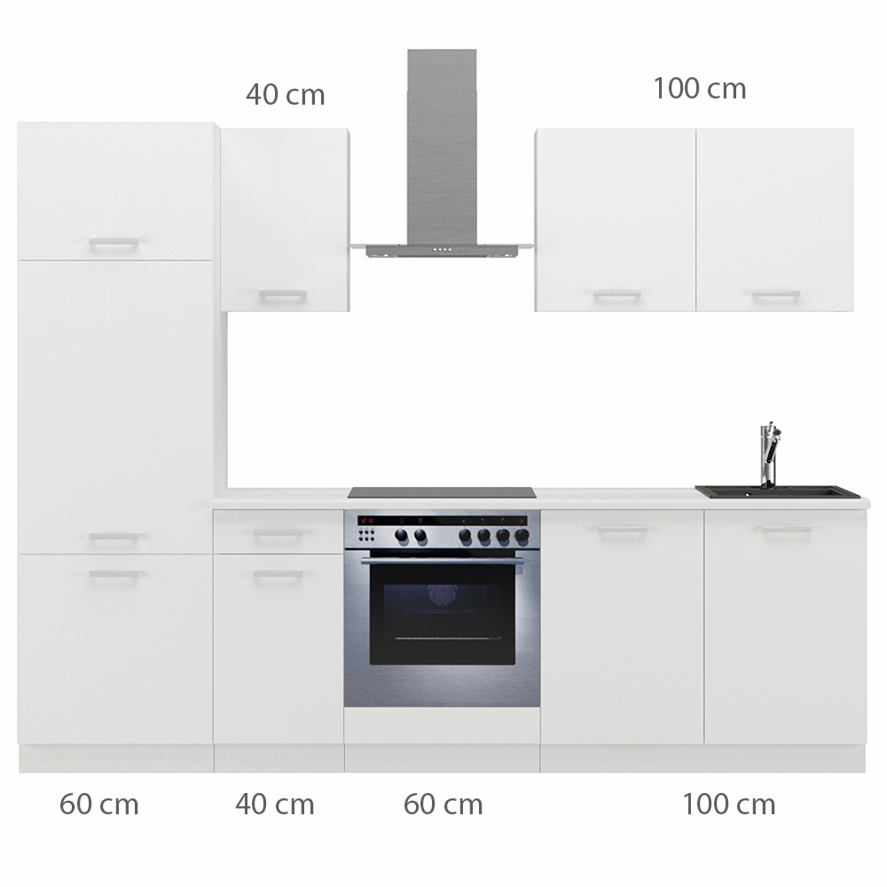 Kuchyňská linka TONI | 260 cm | S PRACOVNÍ DESKOU | bílá/bílá