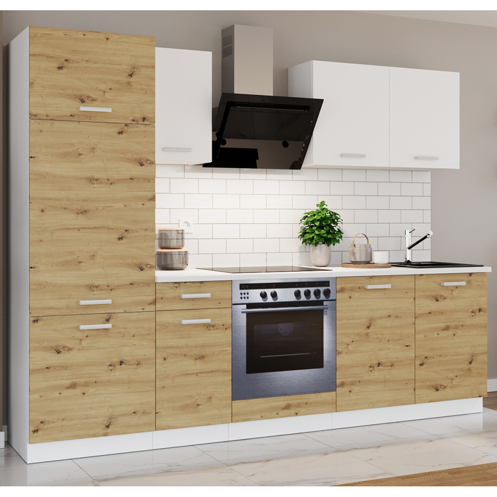 Kuchyňská linka TONI | 260 cm | S PRACOVNÍ DESKOU | bílá/artisan