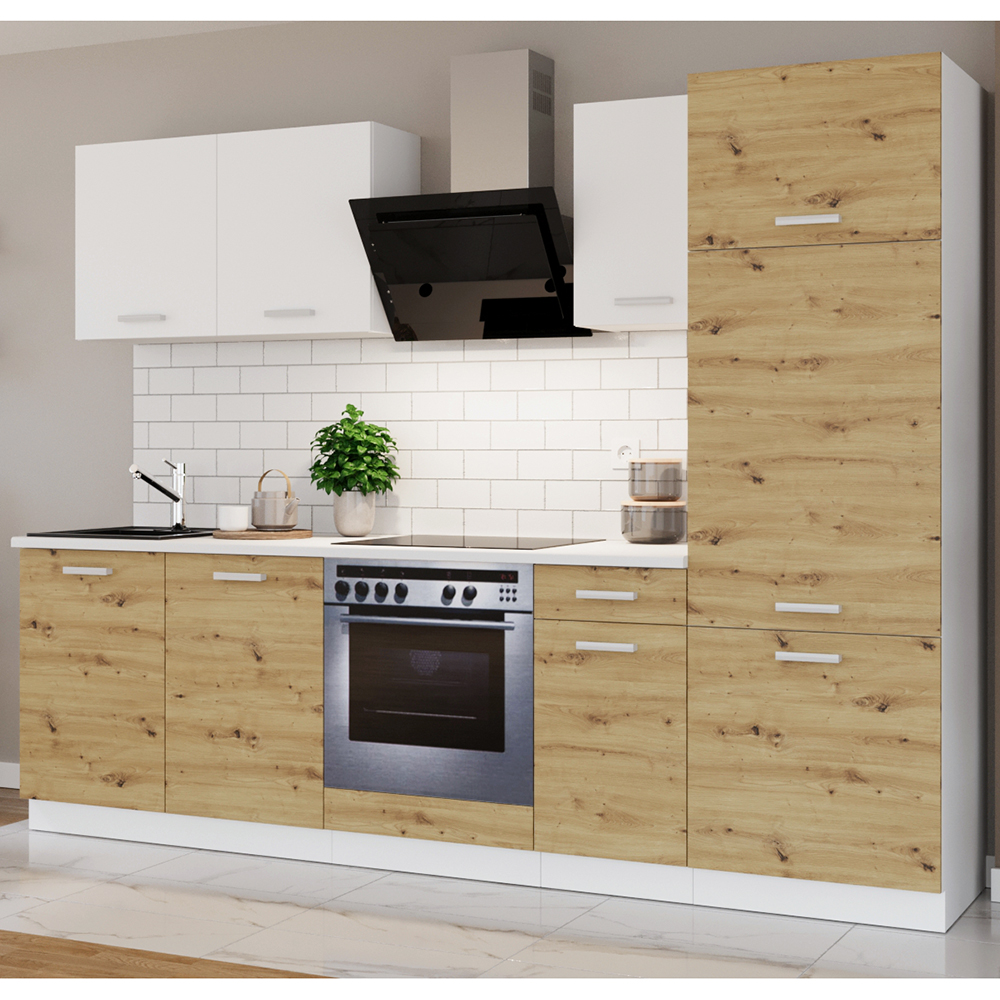 Kuchyňská linka TONI | 260 cm | S PRACOVNÍ DESKOU | bílá/artisan