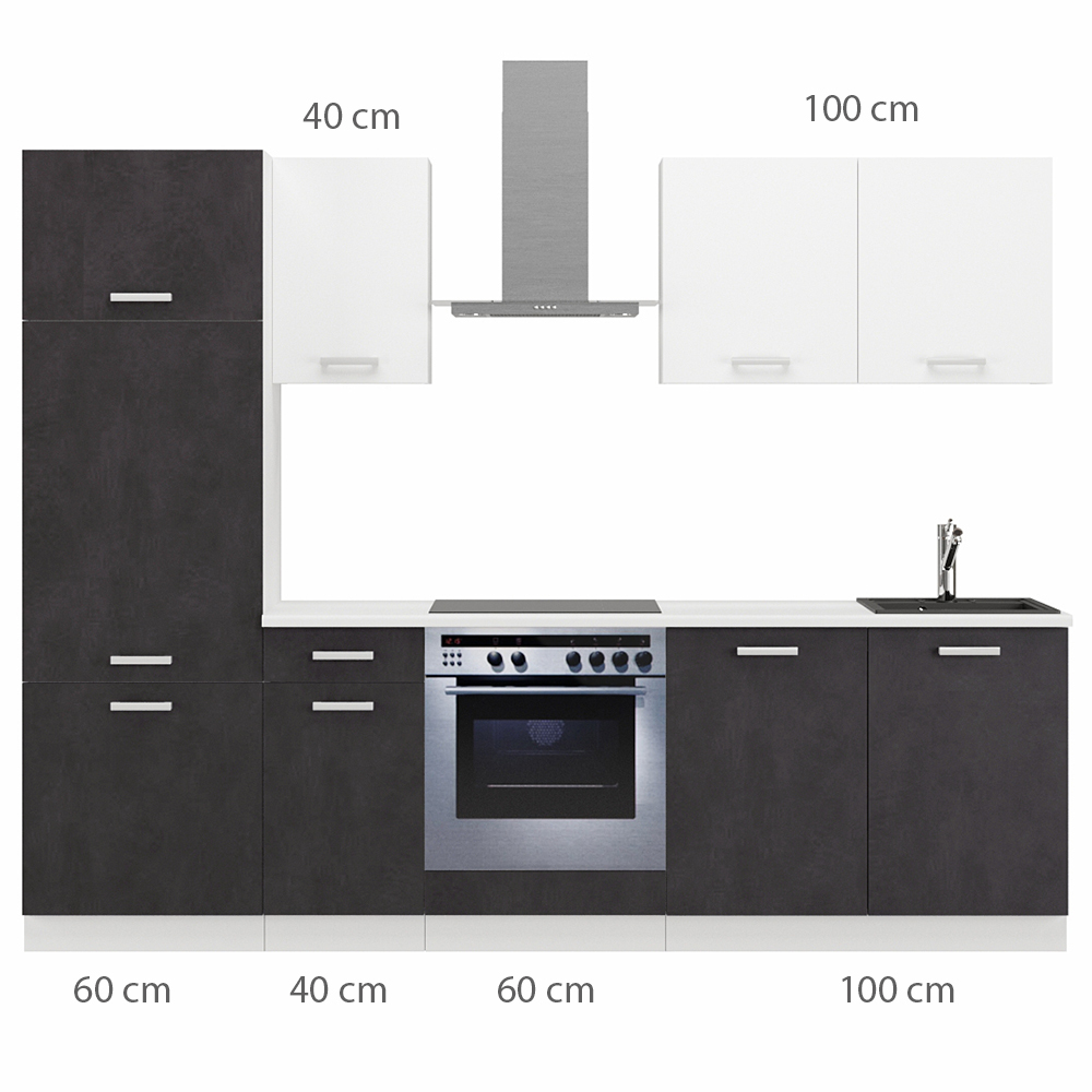 Kuchyňská linka TONI | 260 cm | S PRACOVNÍ DESKOU | bílá/matera