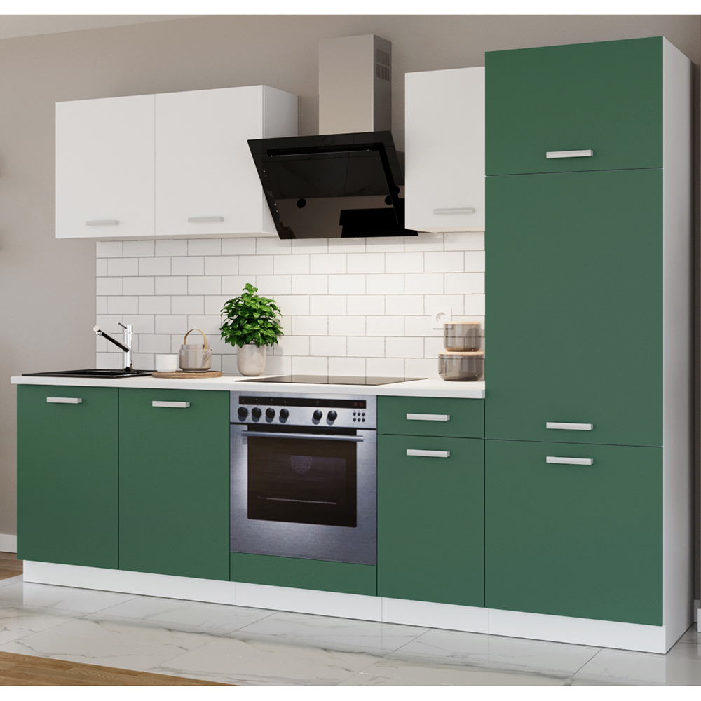 Kuchyňská linka TONI | 260 cm | S PRACOVNÍ DESKOU | bílá/labrador zelená