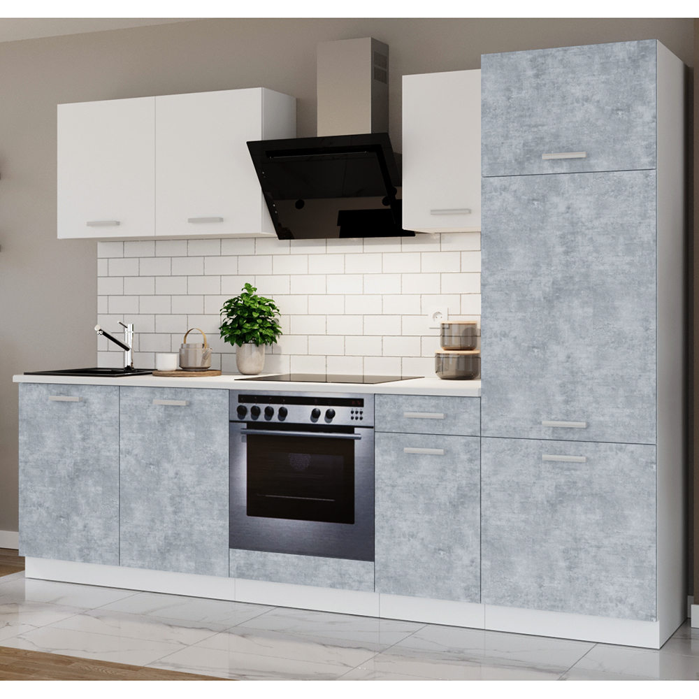 Kuchyňská linka TONI | 260 cm | S PRACOVNÍ DESKOU | bílá/bellato šedá