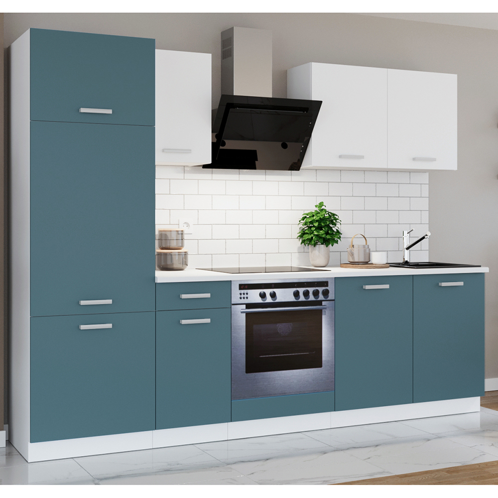 Kuchyňská linka TONI | 260 cm | S PRACOVNÍ DESKOU | bílá/skagerrak modrá