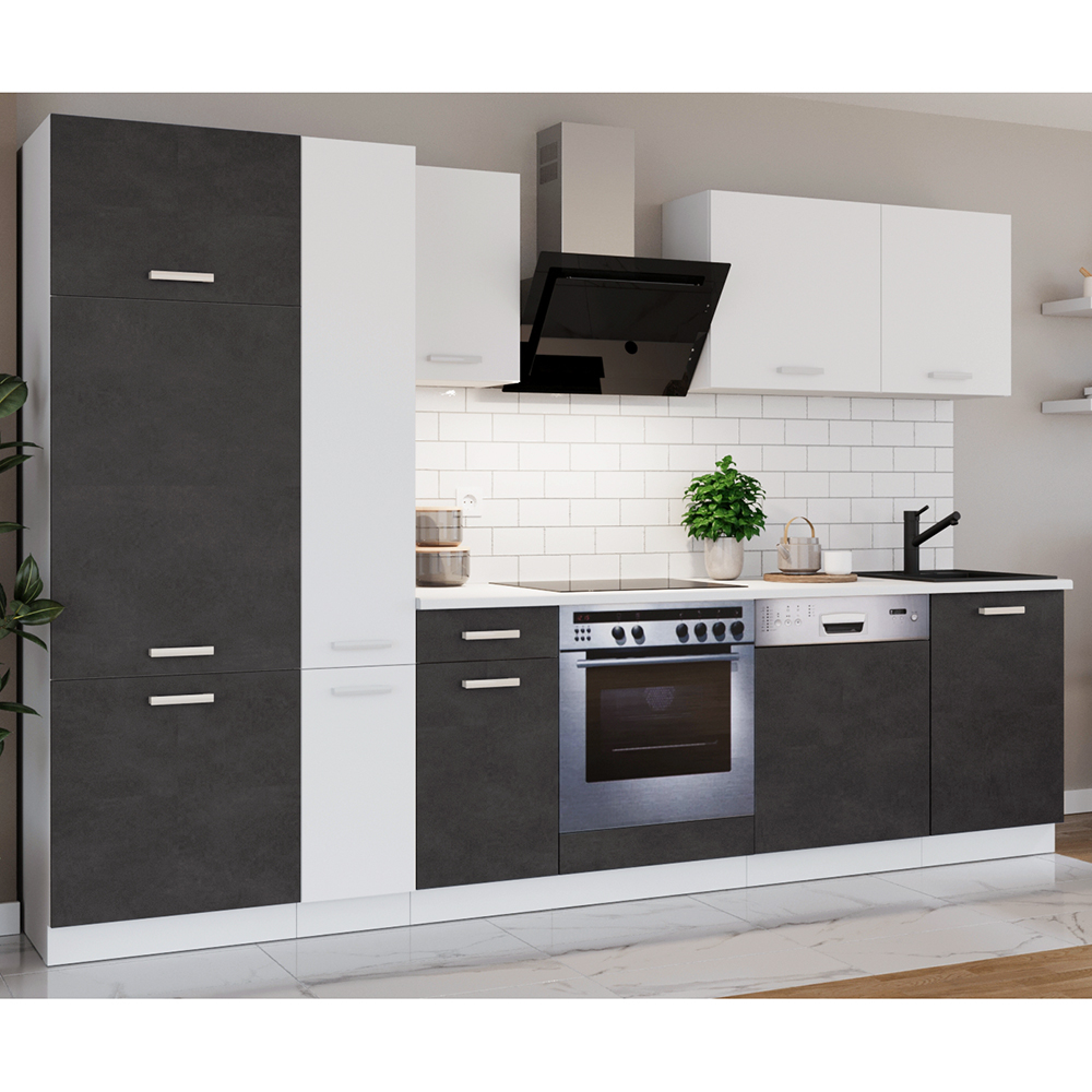 Kuchyňská linka TONI | 300 cm | S PRACOVNÍ DESKOU | bílá/matera