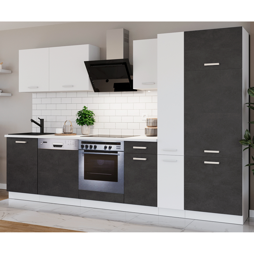 Kuchyňská linka TONI | 300 cm | S PRACOVNÍ DESKOU | bílá/matera