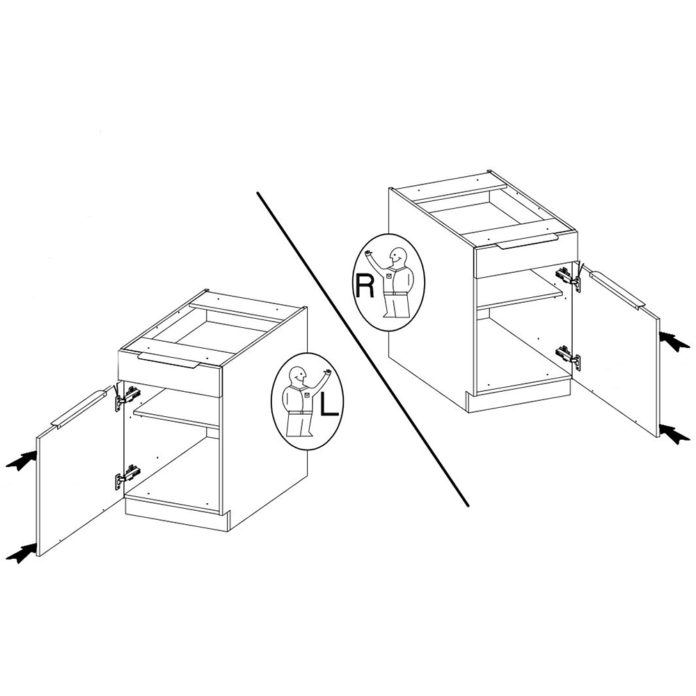 SIENA | dolní skříňka 50 D 1F 1S se zásuvkou a policí PREMIUM BOX | 50 cm | UNI dvířka | černá