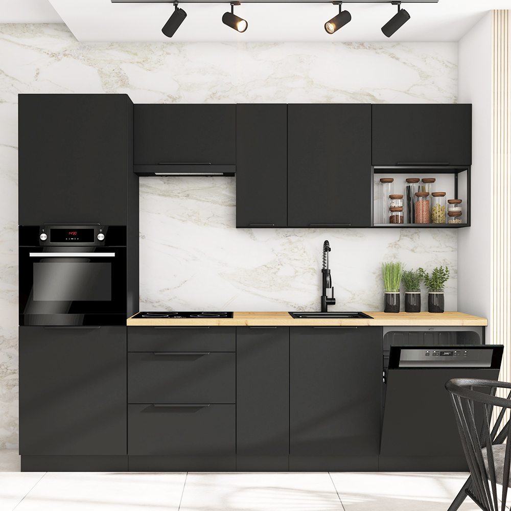 SIENA | dolní skříňka 40 D 3S se zásuvkami PREMIUM BOX | 40 cm | černá