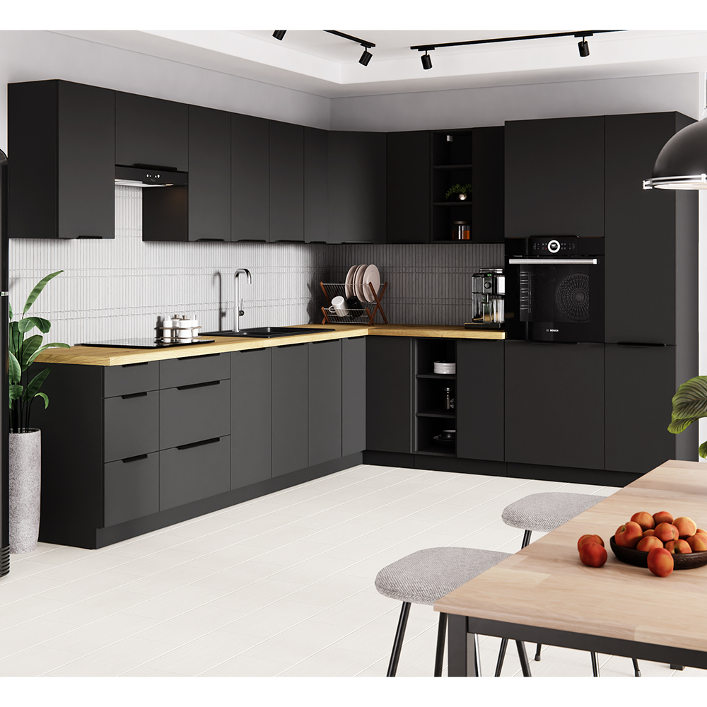 SIENA | horní skříňka 80 G-90 2F s policemi | 80 cm | VYSOKÁ | černá