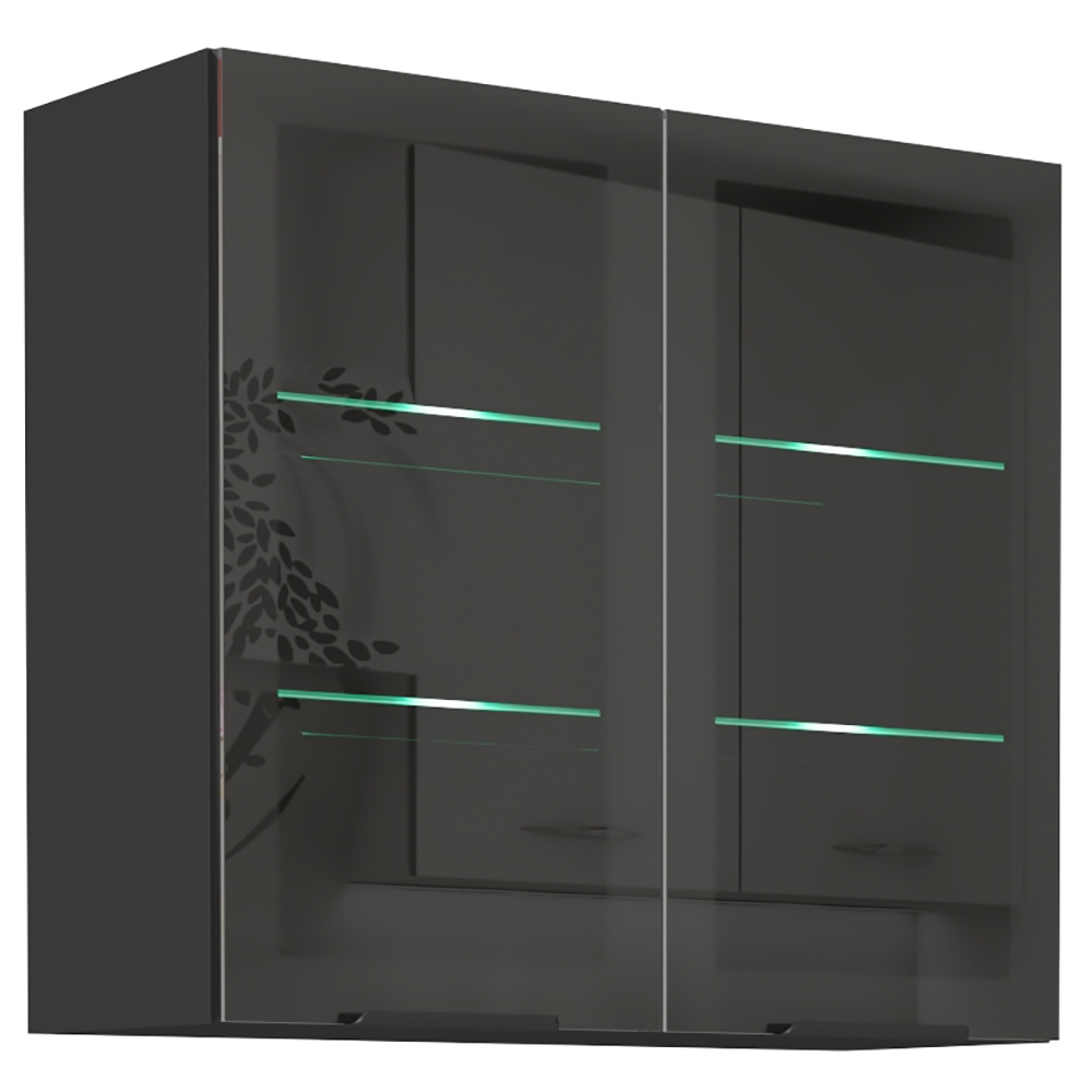 SIENA | horní skříňka 80 GS-72 2F s policemi | 80 cm | černá