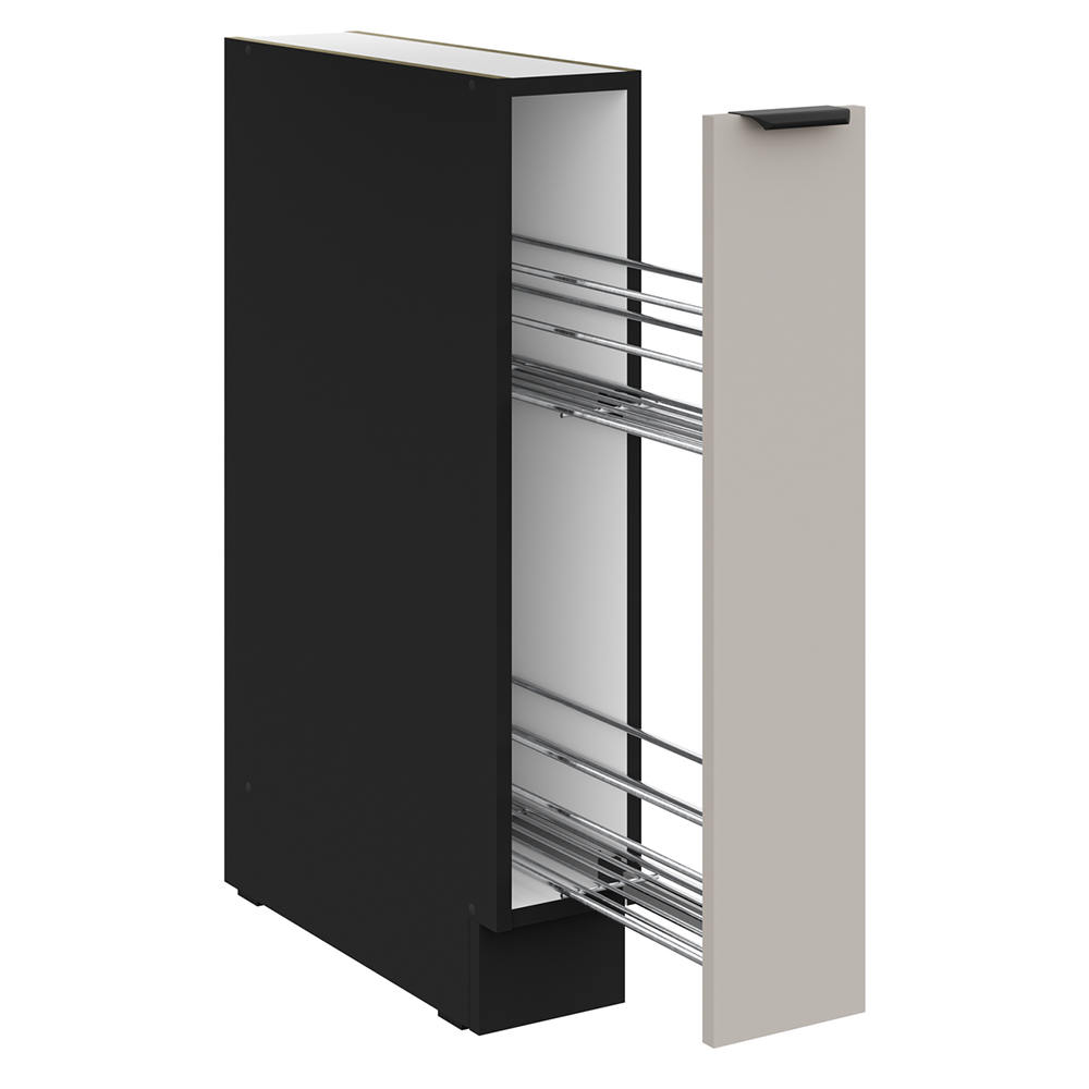 ARONA | dolní skříňka 15 D CARGO s výsuvnou drátěnou policí | 15 cm | černá/kašmír