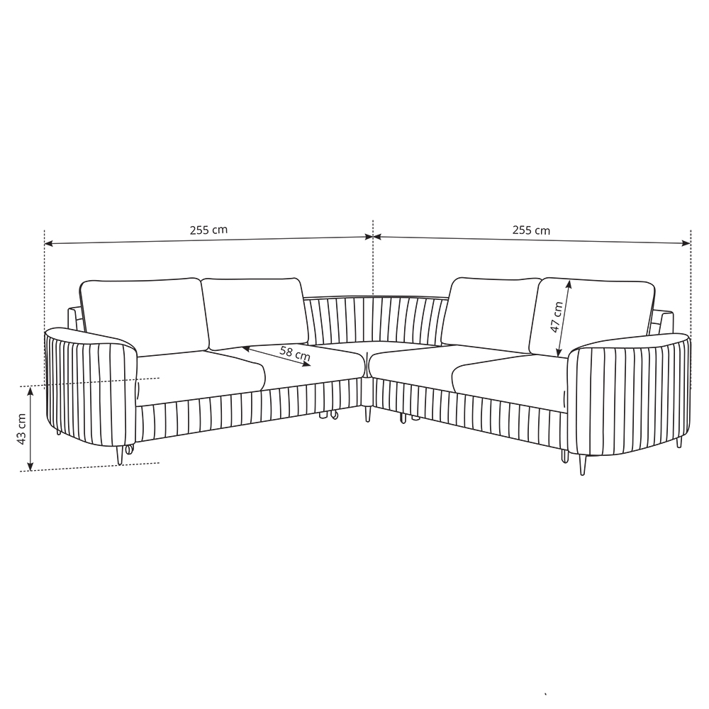 Sedací souprava LAREN | 255x255 | LEVÁ | rozkládací + úložný prostor | VÝBĚR LÁTEK