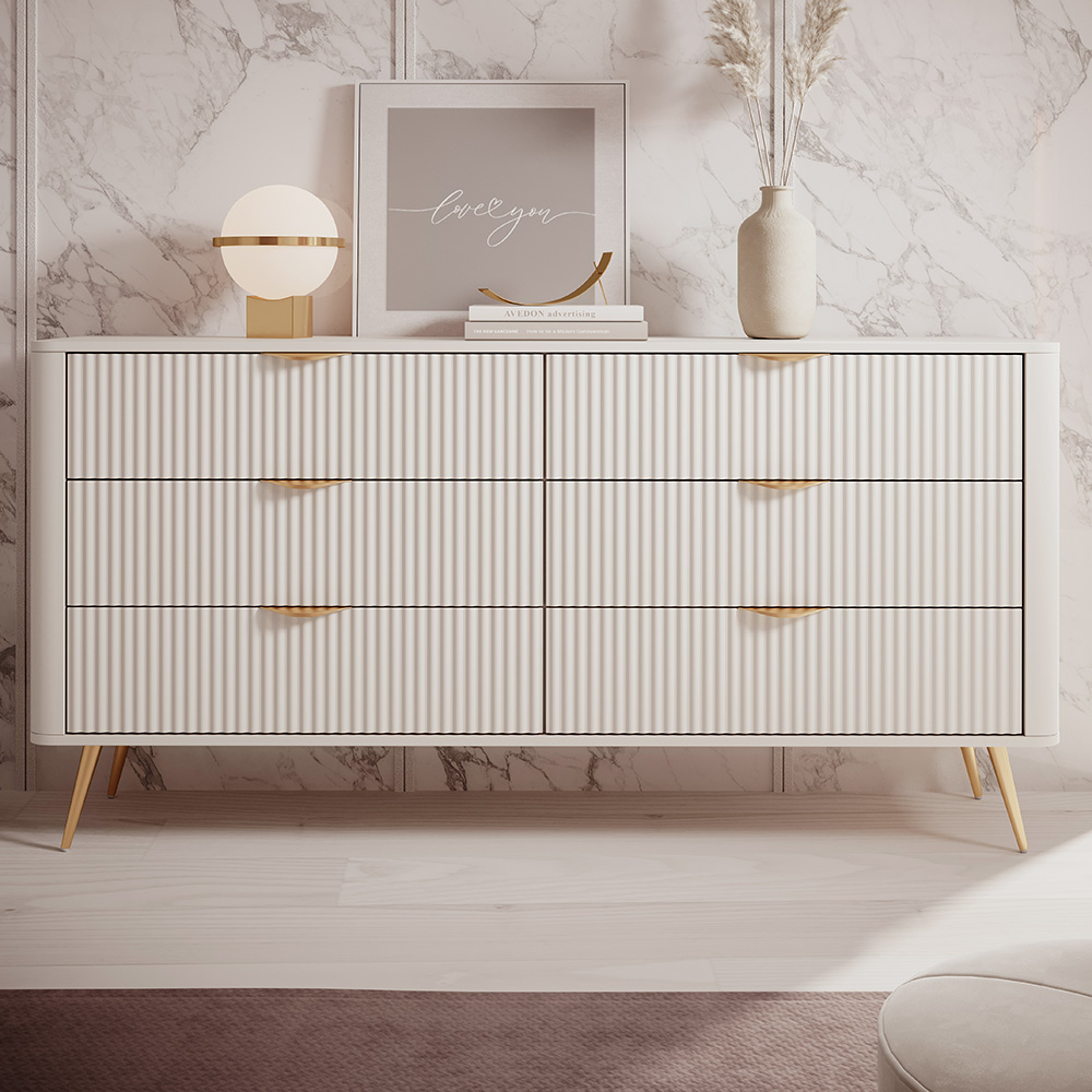 LANTE b | komoda B 163 6s | 163,2 cm | béžová/zlatá