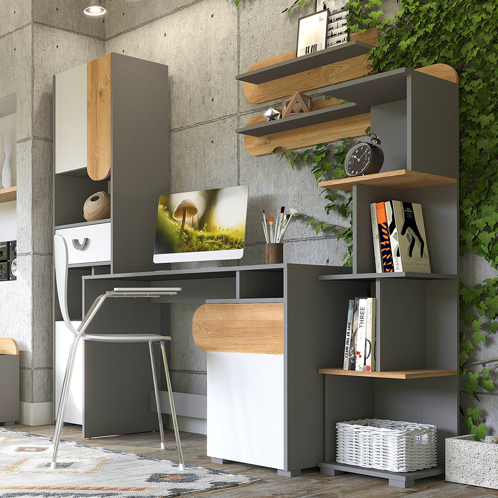 CARINI | šatní skříň CA1 | 80 cm | grafit/bílá/dub nash