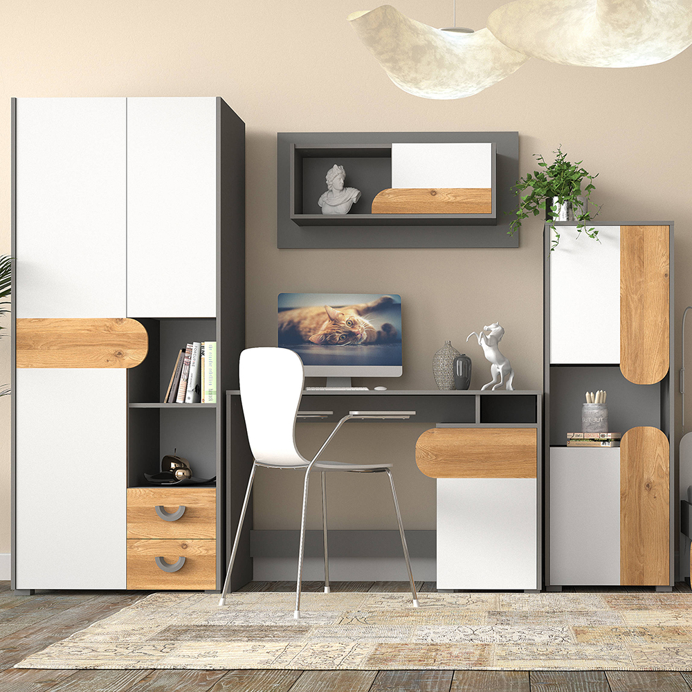 CARINI | šatní skříň CA1 | 80 cm | grafit/bílá/dub nash