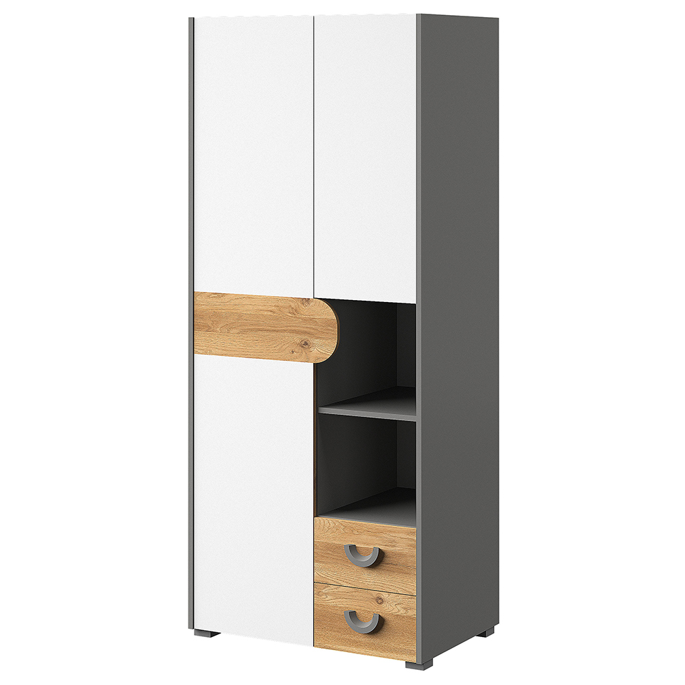 CARINI | šatní skříň CA1 | 80 cm | grafit/bílá/dub nash